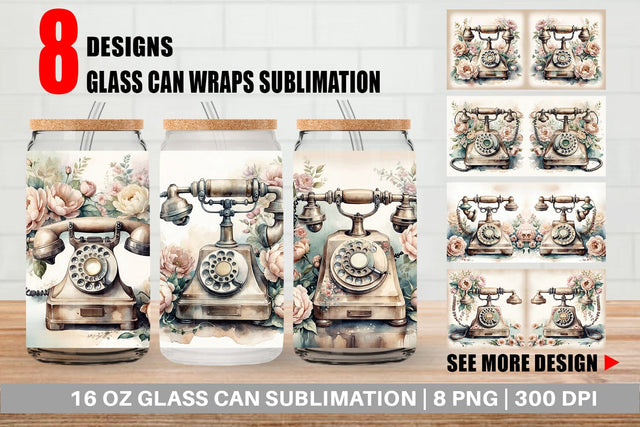 Glass Can Wrap Rotary Telephone Sublimation artnoy 