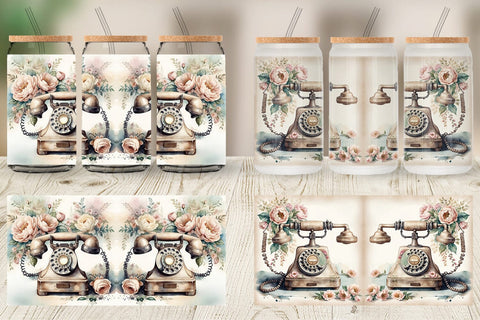 Glass Can Wrap Rotary Telephone Sublimation artnoy 