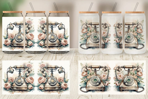 Glass Can Wrap Rotary Telephone Sublimation artnoy 