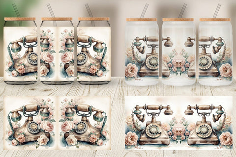 Glass Can Wrap Rotary Telephone Sublimation artnoy 