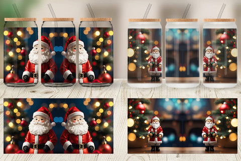 Glass Can Wrap Santa Doll Christmas Sublimation artnoy 