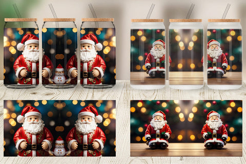 Glass Can Wrap Santa Doll Christmas Sublimation artnoy 