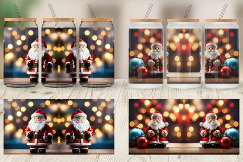 Glass Can Wrap Santa Doll Christmas Sublimation artnoy 