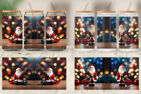 Glass Can Wrap Santa Doll Christmas Sublimation artnoy 