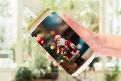 Glass Can Wrap Santa Doll Christmas Sublimation artnoy 