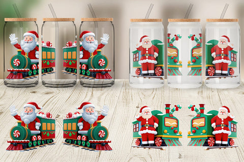 Glass Can Wrap Santa Train Sublimation artnoy 