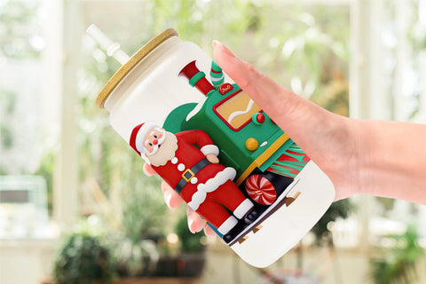 Glass Can Wrap Santa Train Sublimation artnoy 
