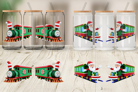 Glass Can Wrap Santa Train Sublimation artnoy 