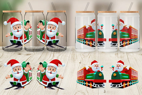 Glass Can Wrap Santa Train Sublimation artnoy 