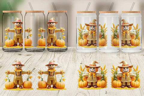 Glass Can Wrap Scarecrow Festive Sublimation artnoy 