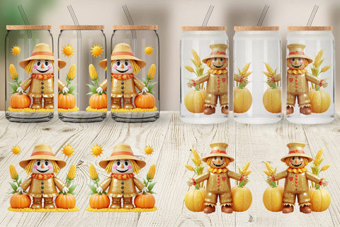 Glass Can Wrap Scarecrow Festive Sublimation artnoy 