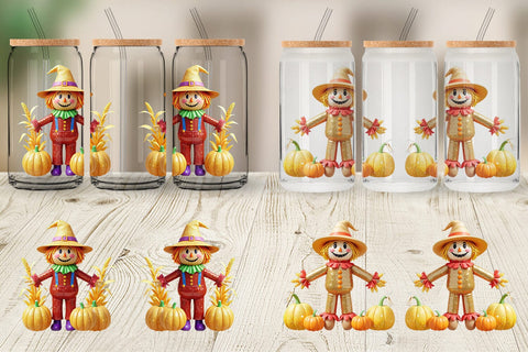 Glass Can Wrap Scarecrow Festive Sublimation artnoy 