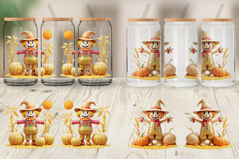 Glass Can Wrap Scarecrow Festive Sublimation artnoy 