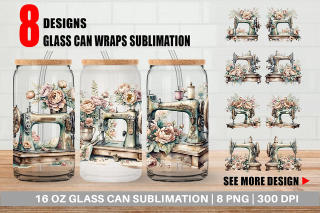 Glass Can Wrap Sewing Machine Sublimation artnoy 