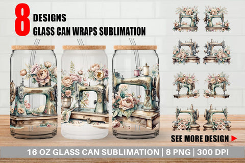 Glass Can Wrap Sewing Machine Sublimation artnoy 