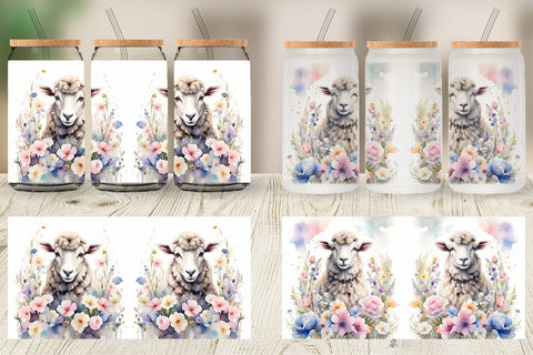 Glass Can Wrap Sheep Easter Sublimation artnoy 