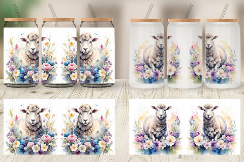 Glass Can Wrap Sheep Easter Sublimation artnoy 