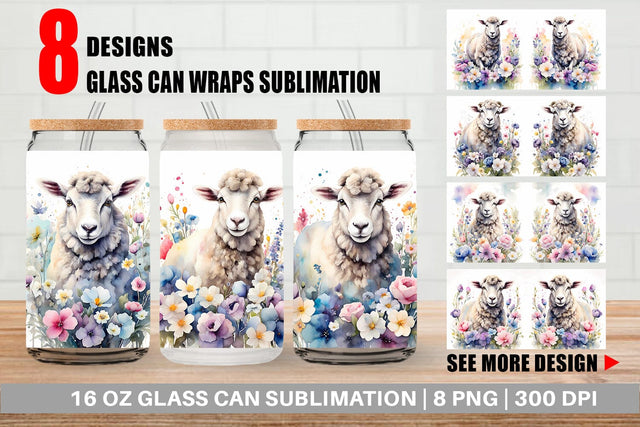 Glass Can Wrap Sheep Easter Sublimation artnoy 