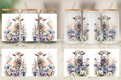 Glass Can Wrap Sheep Easter Sublimation artnoy 
