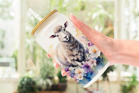 Glass Can Wrap Sheep Easter Sublimation artnoy 