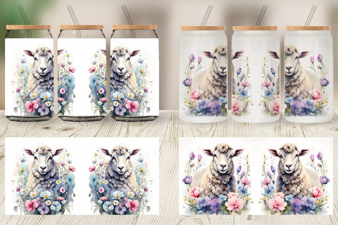 Glass Can Wrap Sheep Easter Sublimation artnoy 