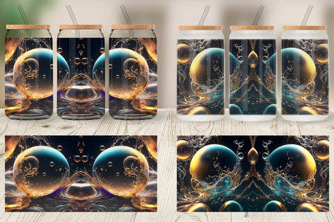 Glass Can Wrap Splashing Bubbles Sublimation artnoy 