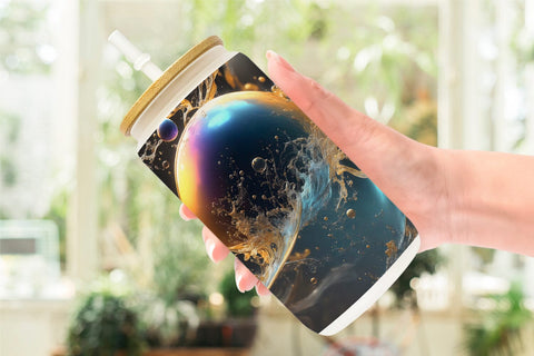 Glass Can Wrap Splashing Bubbles Sublimation artnoy 