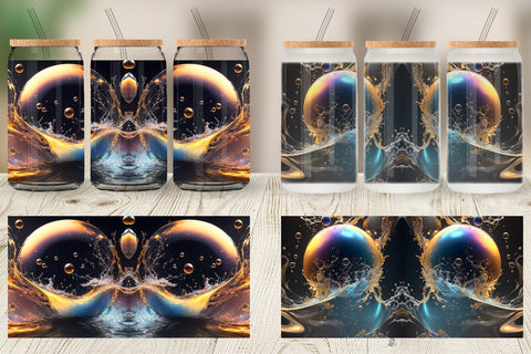 Glass Can Wrap Splashing Bubbles Sublimation artnoy 