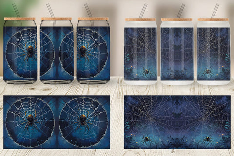Glass Can Wrap Spooky Spider Web Sublimation artnoy 