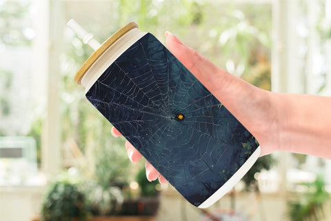 Glass Can Wrap Spooky Spider Web Sublimation artnoy 