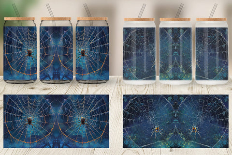 Glass Can Wrap Spooky Spider Web Sublimation artnoy 