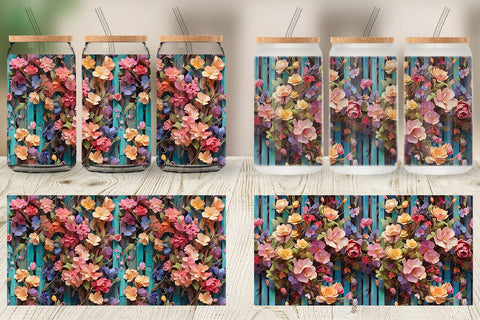 Glass Can Wrap Spring Wooden Fence Sublimation artnoy 