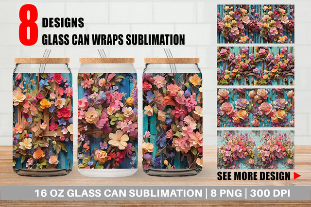 Glass Can Wrap Spring Wooden Fence Sublimation artnoy 