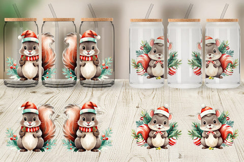 Glass Can Wrap Squirrel with Acorns Sublimation artnoy 