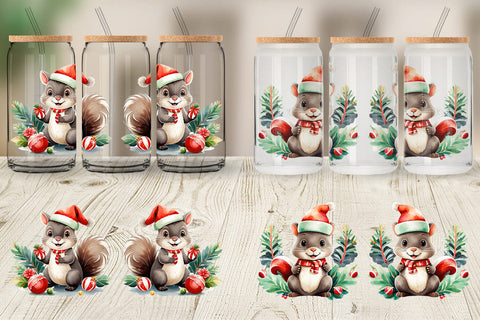 Glass Can Wrap Squirrel with Acorns Sublimation artnoy 
