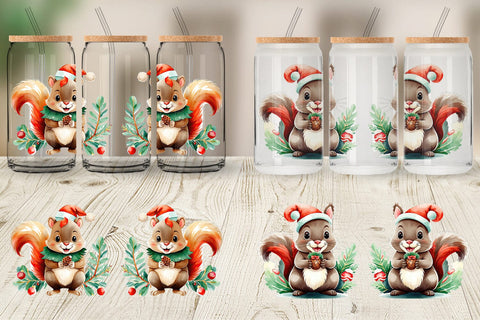 Glass Can Wrap Squirrel with Acorns Sublimation artnoy 