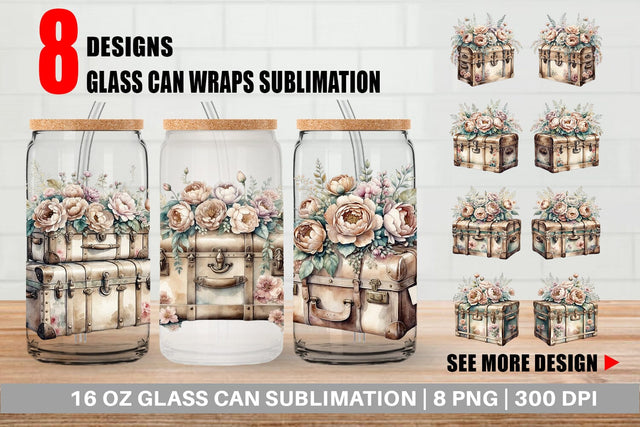 Glass Can Wrap Steamer Trunk Sublimation artnoy 