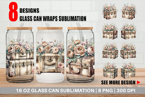 Glass Can Wrap Steamer Trunk Sublimation artnoy 