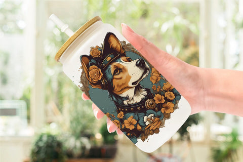 Glass Can Wrap Steampunk Dog Sublimation artnoy 