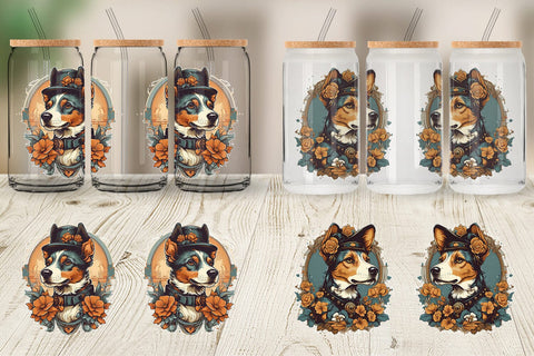 Glass Can Wrap Steampunk Dog Sublimation artnoy 
