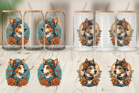 Glass Can Wrap Steampunk Dog Sublimation artnoy 