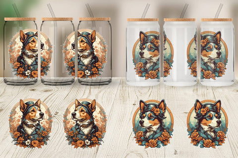 Glass Can Wrap Steampunk Dog Sublimation artnoy 