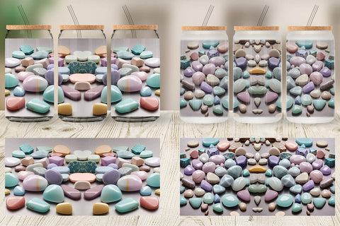 Glass Can Wrap Stones Pastel Color Sublimation artnoy 