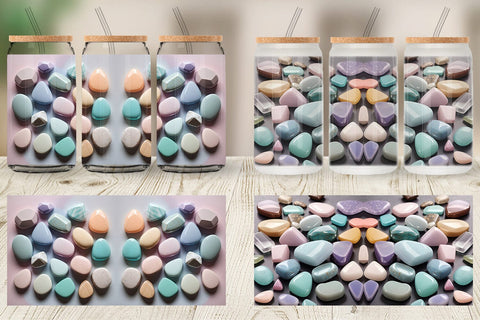 Glass Can Wrap Stones Pastel Color Sublimation artnoy 