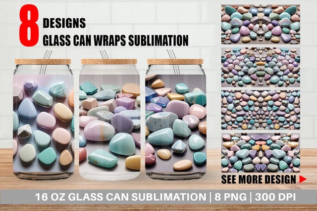 Glass Can Wrap Stones Pastel Color Sublimation artnoy 