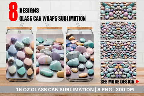 Glass Can Wrap Stones Pastel Color Sublimation artnoy 