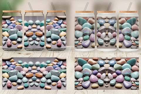 Glass Can Wrap Stones Pastel Color Sublimation artnoy 