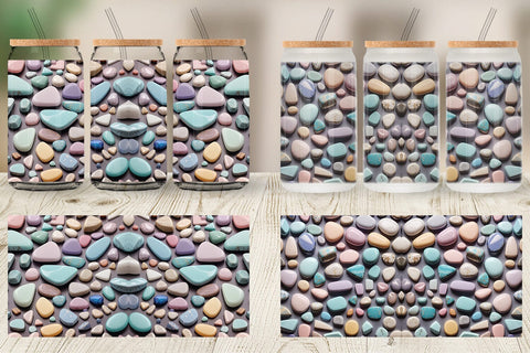 Glass Can Wrap Stones Pastel Color Sublimation artnoy 