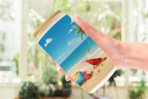 Glass Can Wrap Summer Beach Sublimation artnoy 