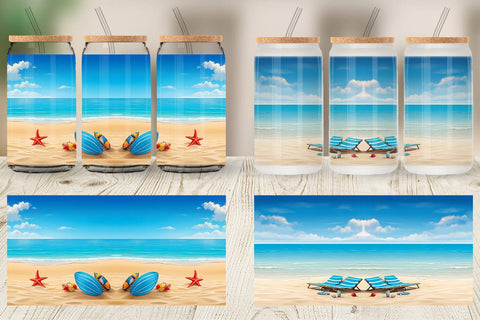 Glass Can Wrap Summer Beach Sublimation artnoy 